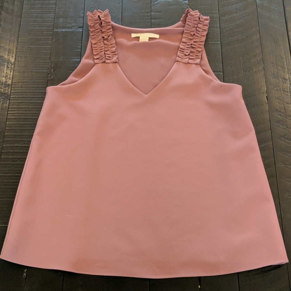 Rose colored ruffle camisole